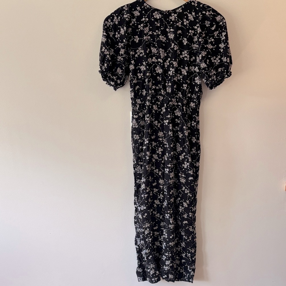 Girls sz 8-10 open back black floral romper jumpsuit